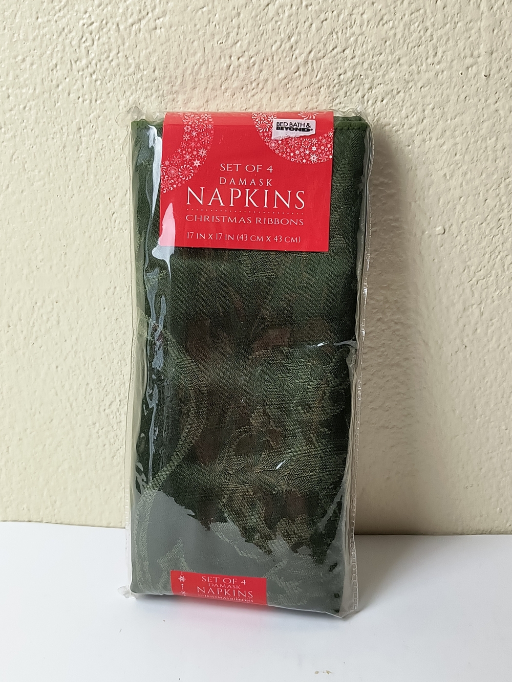 Damask Christmas Napkins - Deep Green Set of 4